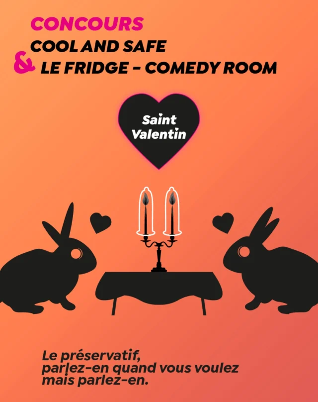 ❤ CONCOURS ❤

Pour la St-Valentin, on allie humour et prévention des IST (infection sexuellement transmissibles) ! 

Tente de gagner 1 an de préservatifs, un "Bongo Évasion à deux" et aussi 2 places pour aller voir du stand-up au Fridge Comedy Room (@fridgebruxelles) qui vient d'ouvrir à Bruxelles 
🎤🥰 On vous gâte cette année ✨

🏆 LE·LA GAGNANT·E sera tiré·e au sort le 16 février 2025 🍀 

Pour participer :

💚 Like ce post

💬 Commente ce post

✅ Abonne-toi à notre compte Insta et à celui du Fridge Bruxelles (@fridgebruxelles) . 
🇧🇪 ATTENTION : le concours n'est dispo qu'en Belgique ! Il ne faut pas être belge pour participer mais, si tu gagnes, l'adresse de livraison des lots doit être en Belgique 🇧🇪
🗣Hé, tu connais Le Fridge ?

Le concept ⤵️
"@kevadams rencontre la scène belge ! Et il n'a qu'une envie : te faire vivre une soirée exceptionnelle. 

Après Paris en 2020, Rouen en 2024 et prochainement Montpellier, le Fridge Comedy Club créé par Kev Adams a franchi les frontières et a posé ses valises au coeur de la capitale européenne ! 

Situé à deux pas du centre et tout proche de la gare du midi, notre comedy club, l’un des plus grands de Belgique, te promet des soirées stand-up mémorables. Avec les meilleurs talents belges et français sur scène, prépare-toi à un cocktail d’humour inédit."

Bonne chance les ami·es🤞 !